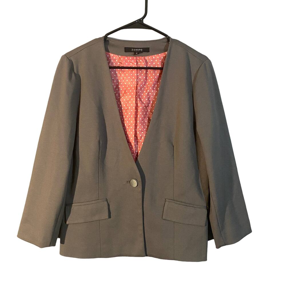Sandro Studio Brown One Button Career Blazer Jacket Women Sz M